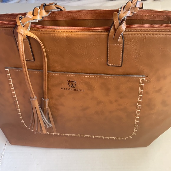 LIKE NEW Weimeibaige Purse Golden Brown Interior & Exterior Pockets Clean Inside - Picture 13 of 14